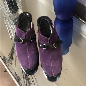 Cole Haan purple suede mules, like new.